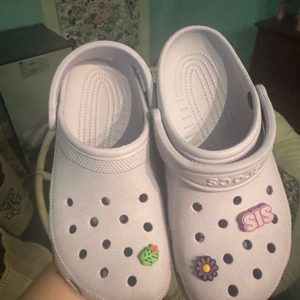 CROCS Purple Slippers with jibbitz